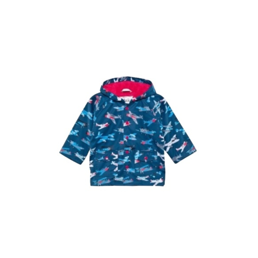 Hatley Teal Airplane Print Raincoat - Toddler’s Size 3